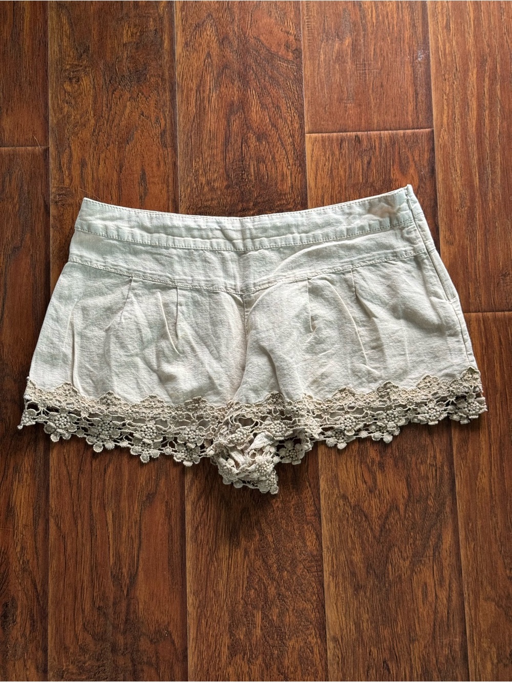 Free People Lace Trim High Waist Shorts - Cream